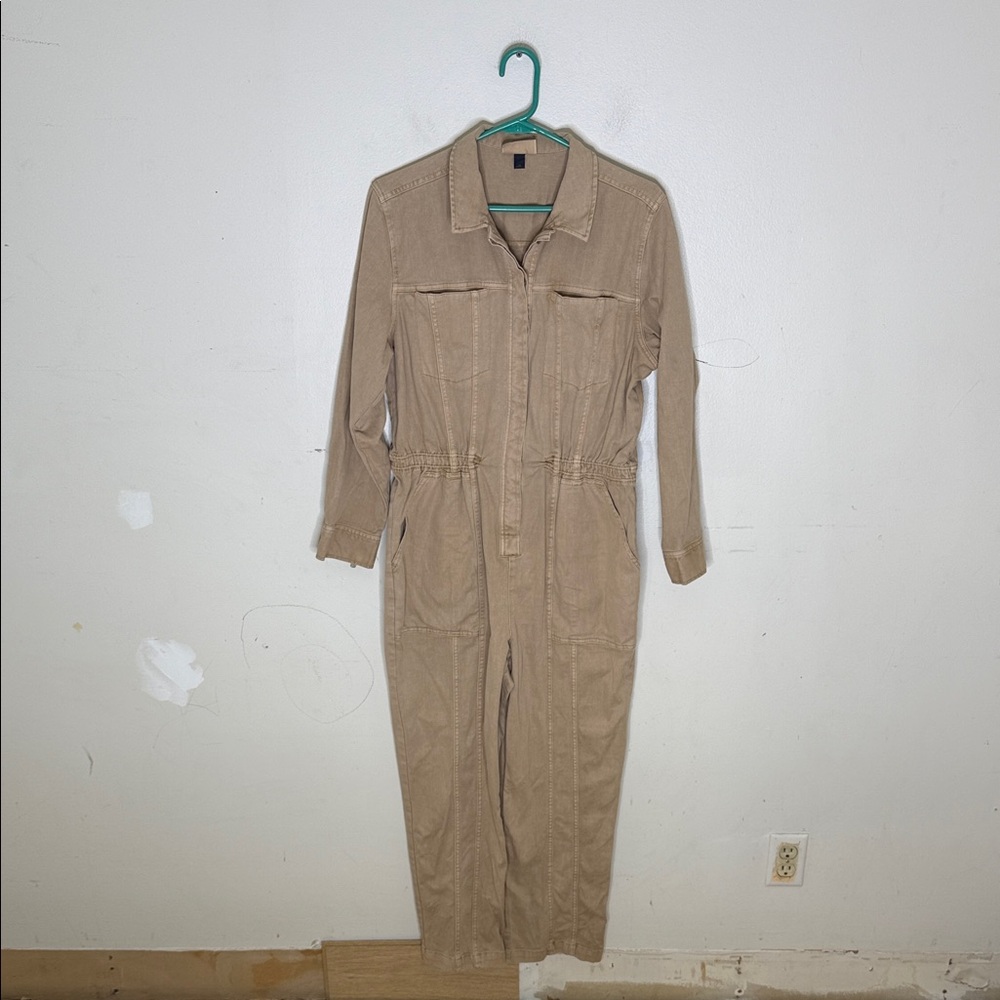 Universal Thread Beige Utility Jumpsuit Button Fr… - image 1